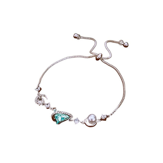 Aqua Moon Charm Bracelet