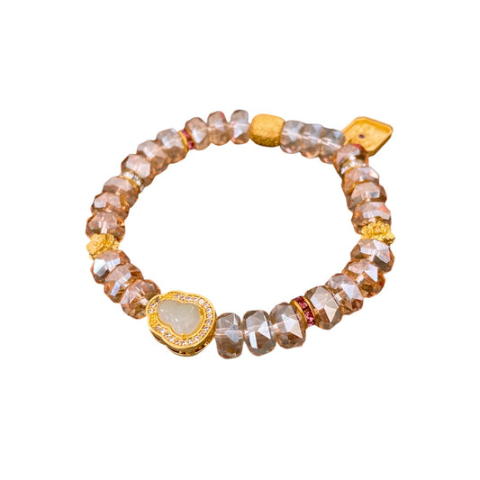 champagne crystal gourd charm bracelet