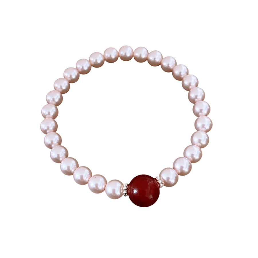 Crimson Kiss Pearl Bracelet