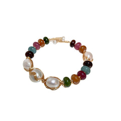 Aurora Pearl Gemstone Bracelet – Multicolor Elegance