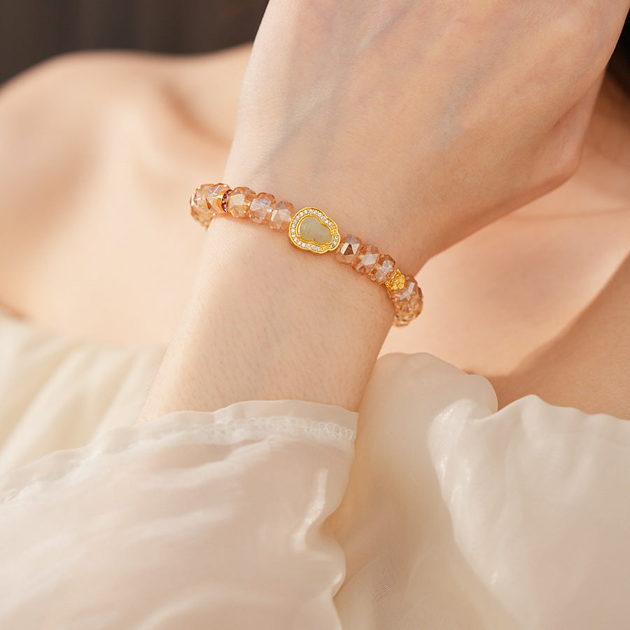 champagne crystal gourd charm bracelet