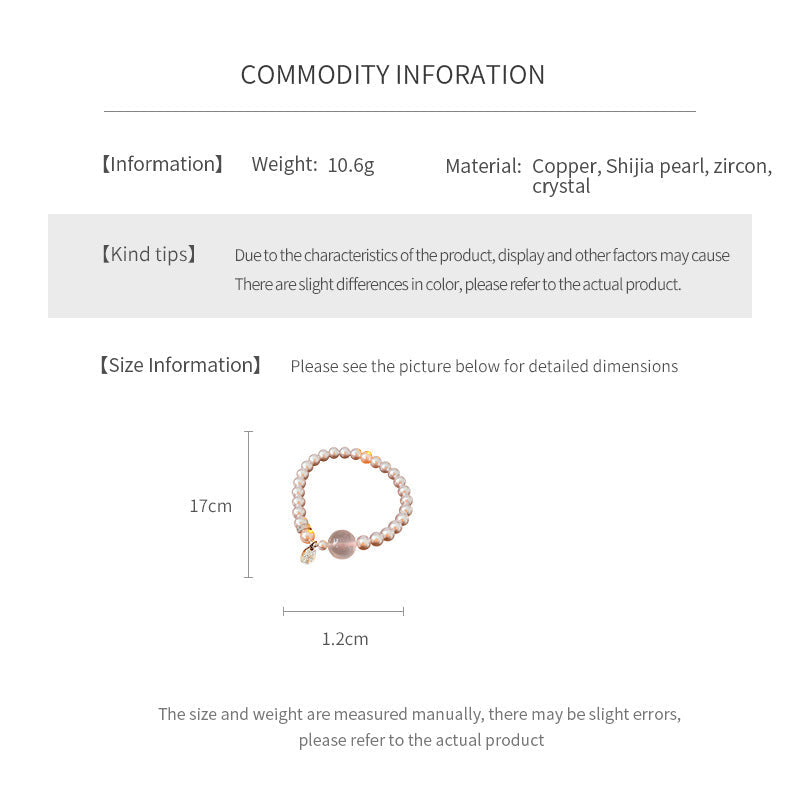 Shijia pearl beaded bracelet with crystal orb focal, zircon spacer and silver-tone coin charm — Moonlit Pearl Charm Bracelet.