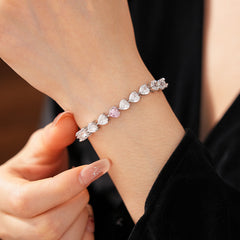 Pure Amour Bracelet with heart-cut white and pink zircon stones on gold clasp – Glazenya jewelry