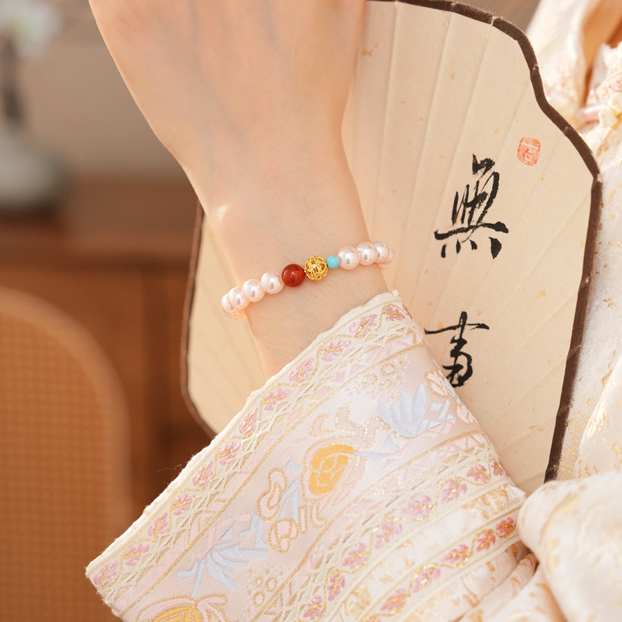 Trio Charm Pearl Bracelet