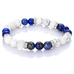 Celestial Halo · Lapis & Gemstone Beaded Bracelet (8mm)