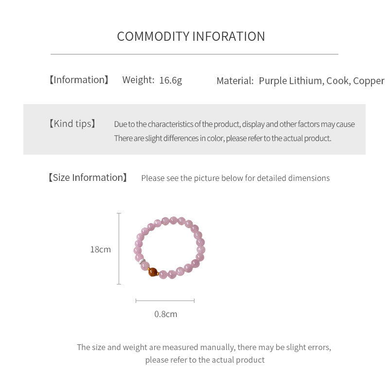 Natural purple lithium bead bracelet with central copper bead accent — Blush Tranquility Bracelet by Glazenya.