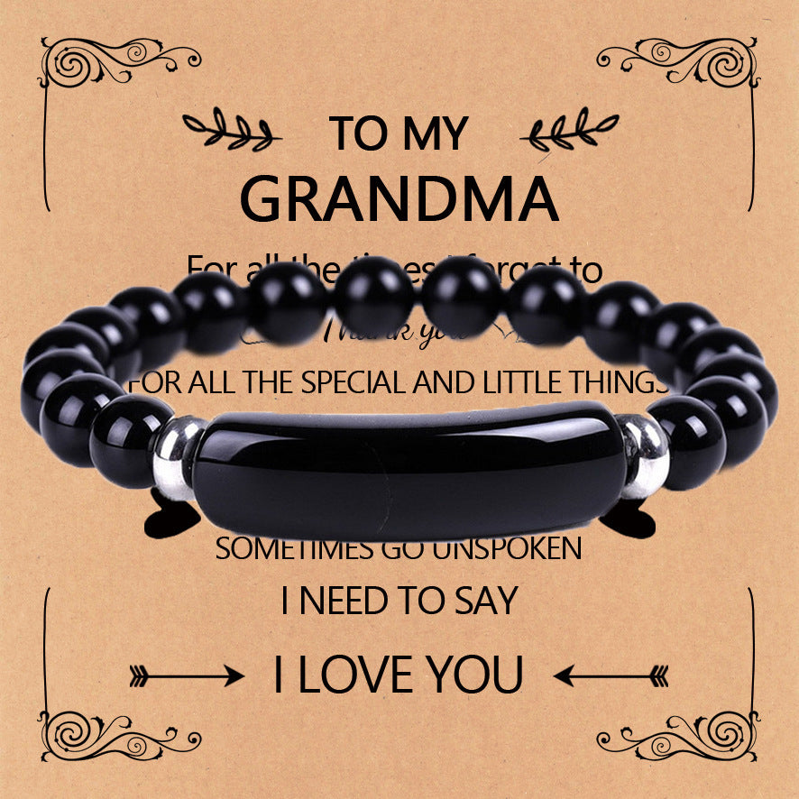 Forever Grandma · Natural Stone Love Bar Bracelet