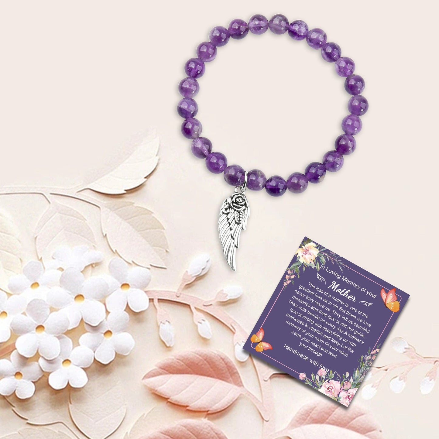 Heaven in My Heart · Amethyst Memorial Charm Bracelets