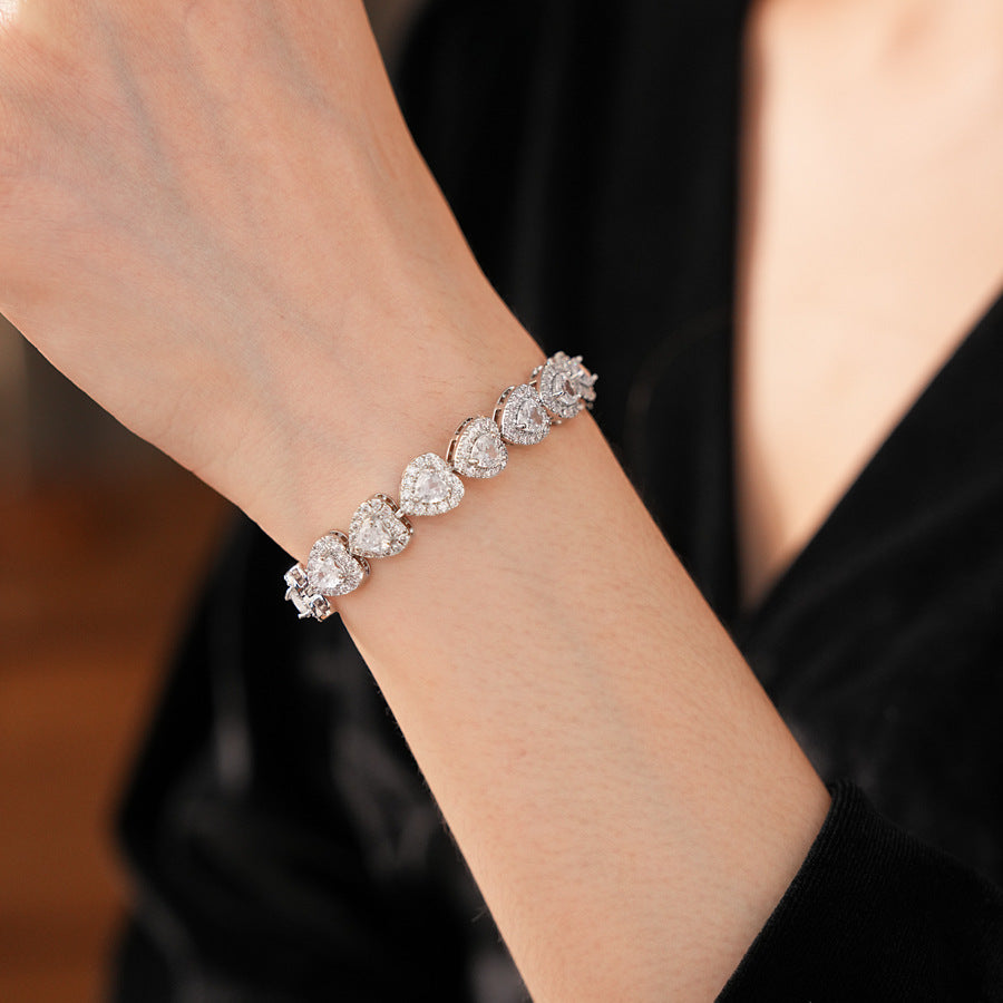 Lustrous Heart Charm Bracelet