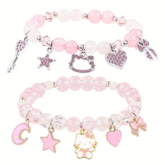 Blush Kitty Sparkle Charm Bracelets