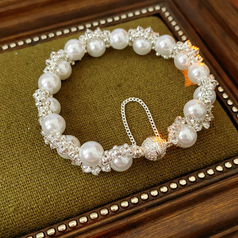 Radiant Crystal Pearl Wrap Bracelet