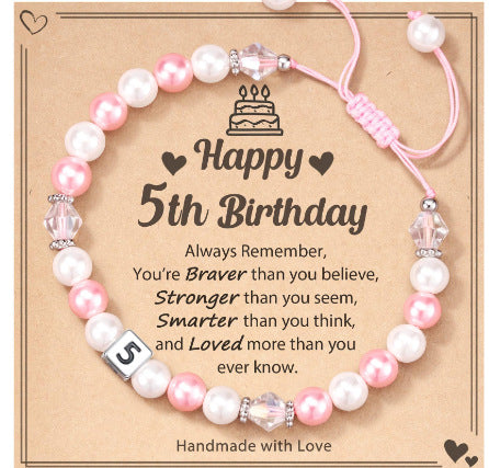 Milestone Birthday Bracelet for Girls (1st–8th)