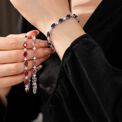 Radiant Gem Elegance Bracelet with oval and round zircon stones in red variant – Glazenya jewelry