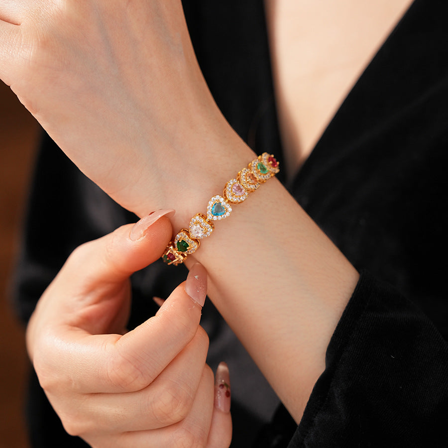 Lustrous Heart Charm Bracelet