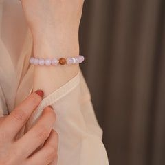 Natural purple lithium bead bracelet with central copper bead accent — Blush Tranquility Bracelet by Glazenya.
