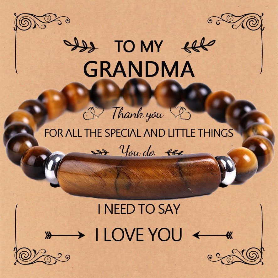 Forever Grandma · Natural Stone Love Bar Bracelet