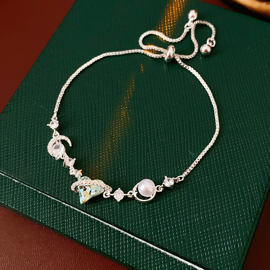 Aqua Moon Charm Bracelet