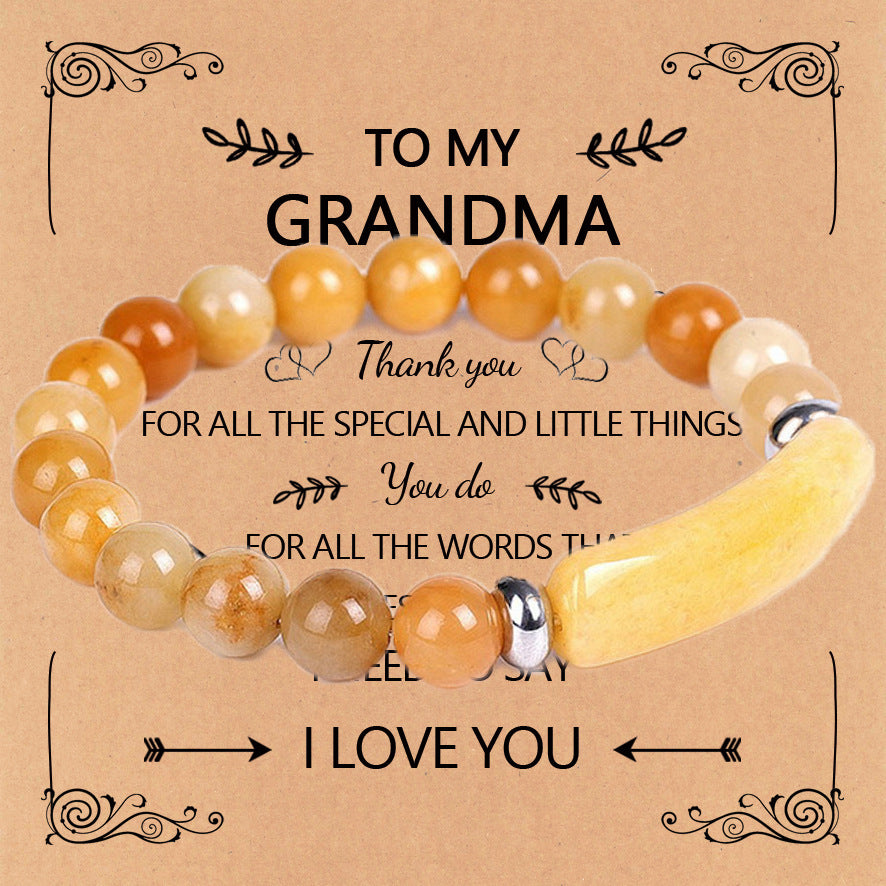 Forever Grandma · Natural Stone Love Bar Bracelet